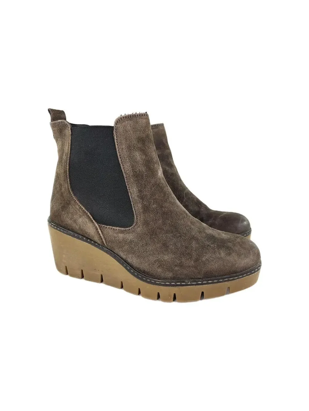 Diba True Nir Vana women's ankle boots US 10 tan suede Chelsea Wedge Booties